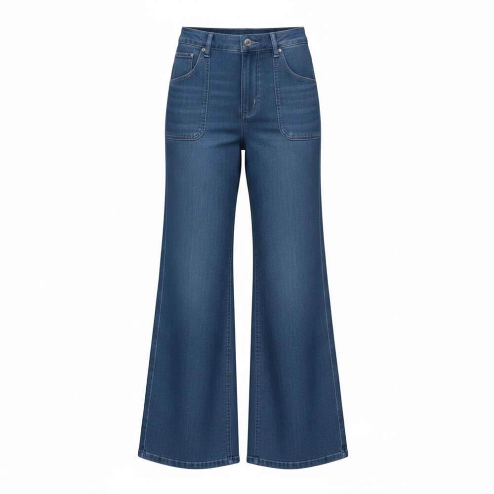 Tatienne Women's Wide Leg Patch Pocket Denim Jeans 8